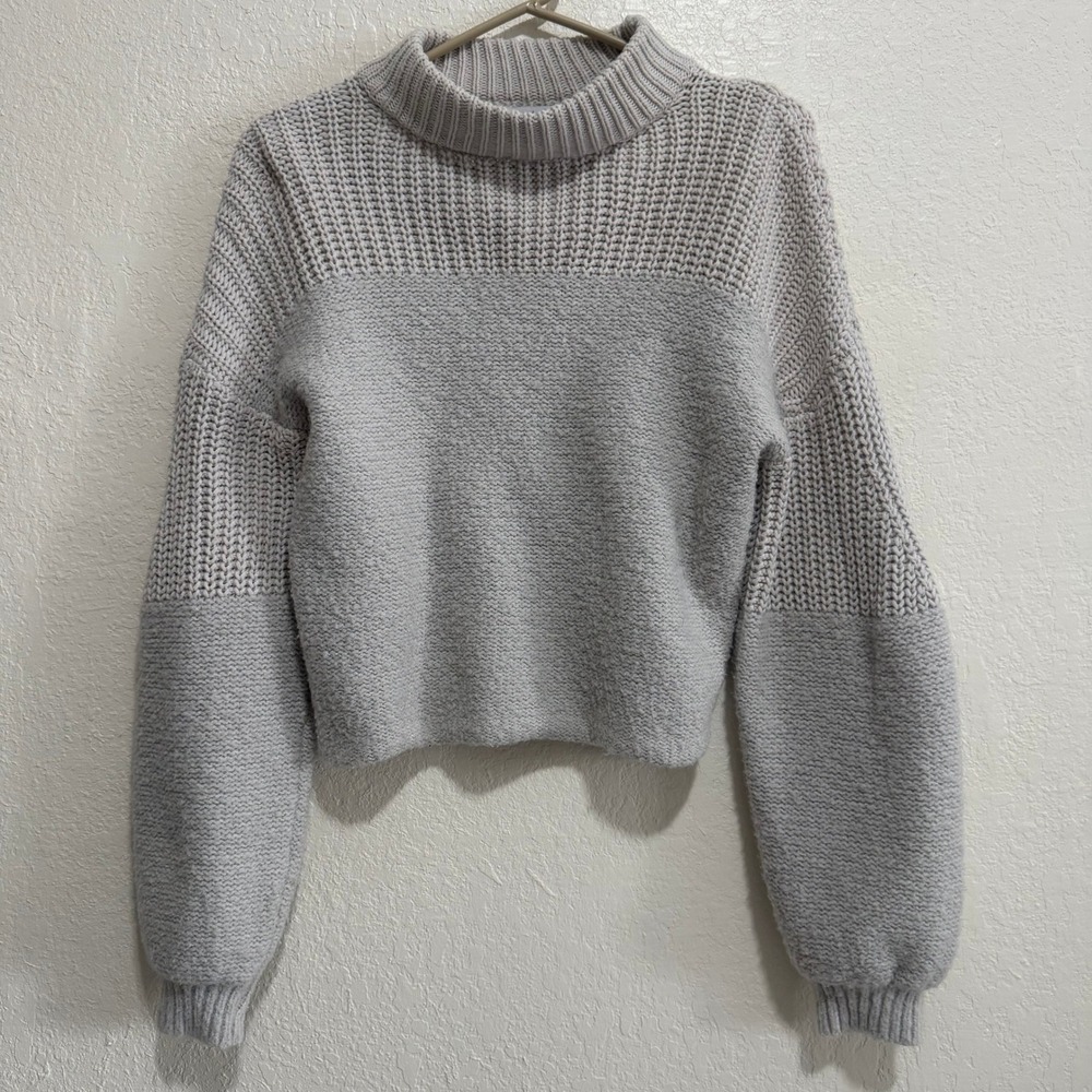 Petal Pup Knit Mock Neck Cropped Sweater Beige Women's Size 2 - Picture 2 of 11